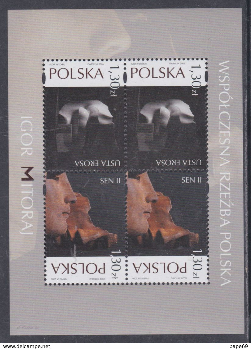 Pologne N° 3977 / 78 F XX Sculptures Polonaise Contemp, Les 4 Valeurs  Se Tenant En 1 Petite Feuille Sans Charnière, TB - Full Sheets