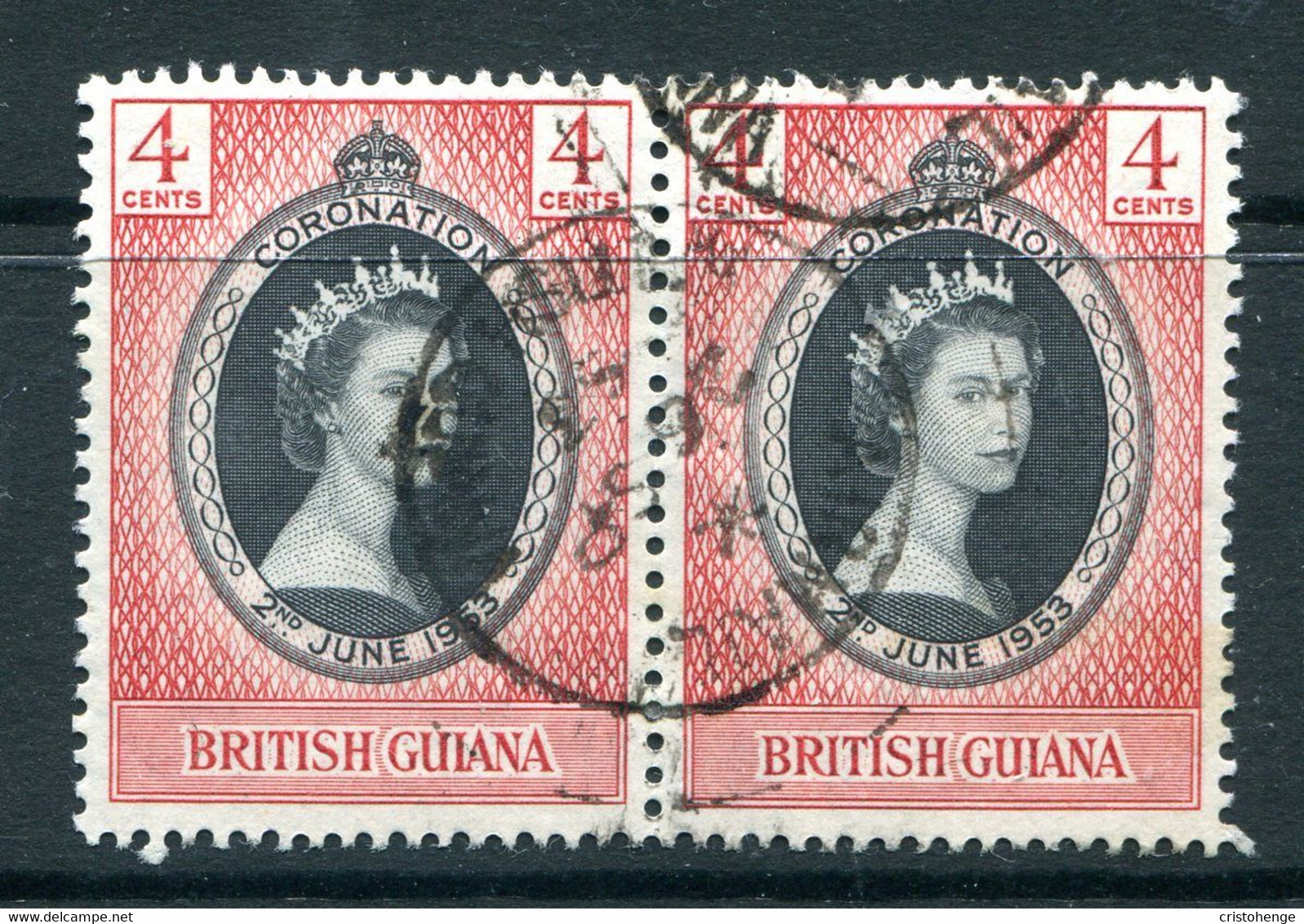 British Guiana 1953 QEII Coronation Pair Used (SG 330) - British Guiana (...-1966)