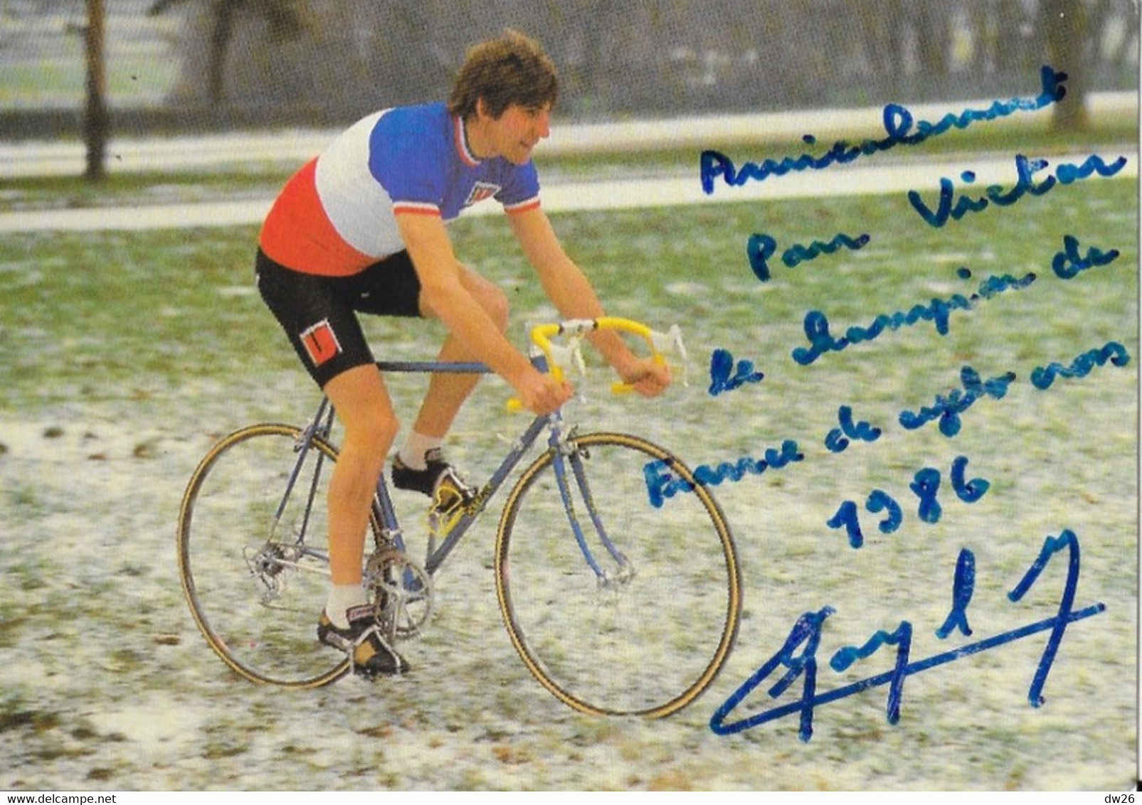 Cyclisme - Martial Gayant, Cycliste Champion De France Cyclo-cross 1986 - Equipe Système U - Carte Dédicacée - Wielrennen