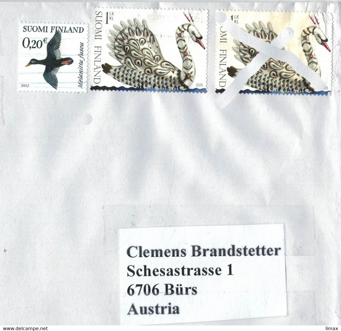 [A5] Goldener Schwan - Melanitta Fusca Samtente 2017 - Ungestempelt Auf Brief - !!rechte Marke Beschädigt!! - Storia Postale