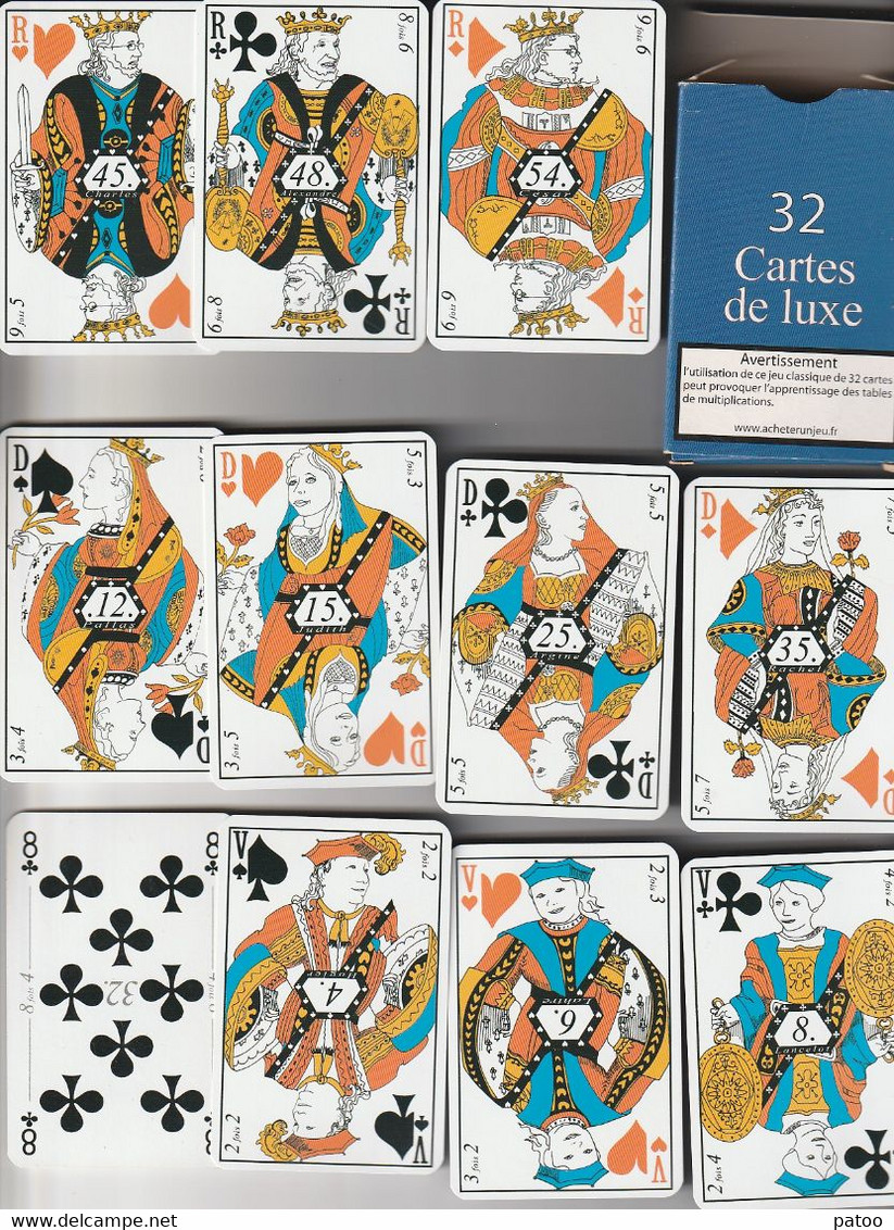 JEU DE 32 CARTES NEUVES (TABLEE)/ RAPPEL DES TABLES DE MULTIPLICATIONS SUR CHAQUE CARTE /2 JOKERS - 32 Cartes