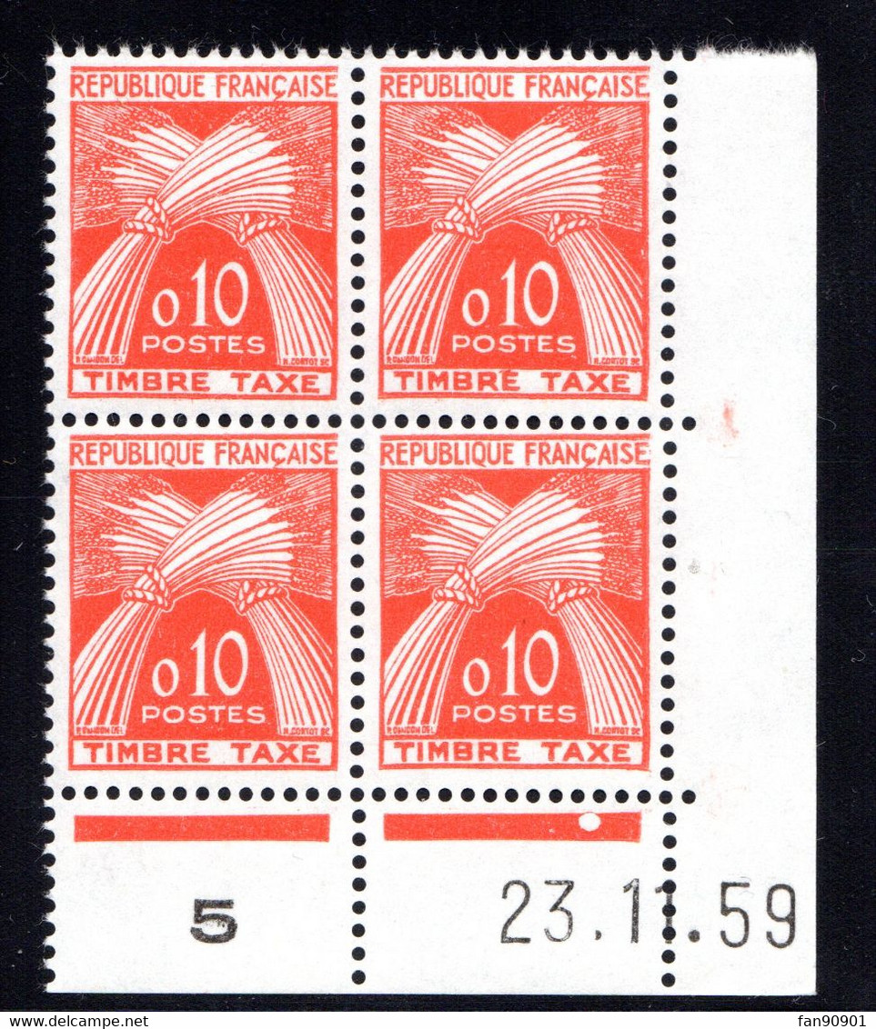 YT-N°: T 91 - GERBES, Coin Daté Du 23.11.1959, Galvano B De A+B, 1er Tirage, NSC/**/MNH - Taxe