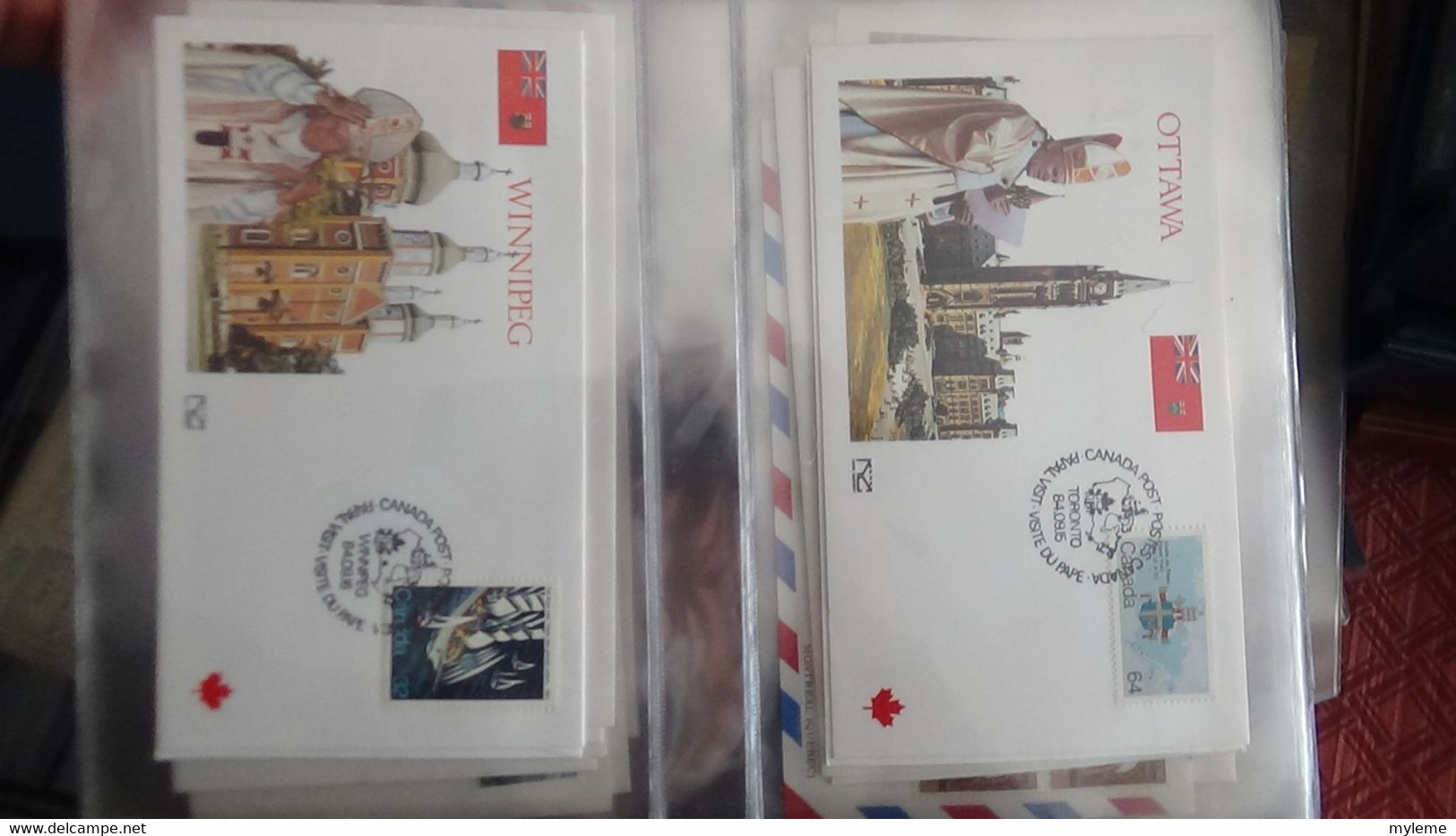 Z7 Belle collection de 132 enveloppes 1er jour du voyage de sa souveraineté le Pape Classeur 2 de 6 ...  A saisir !!!