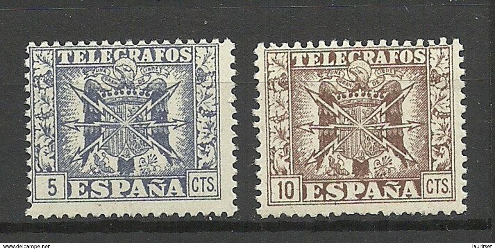 SPAIN Spanien Espana Telegrafos Telegraph Stamps Telegraphe 5 & 10 Cts. MNH - Telegraph