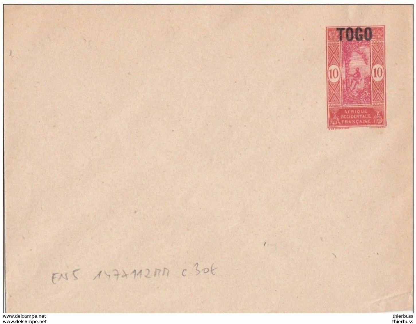 Enveloppe Togo Dahomey 147*122 Mm AOF Non Circulée - Brieven En Documenten
