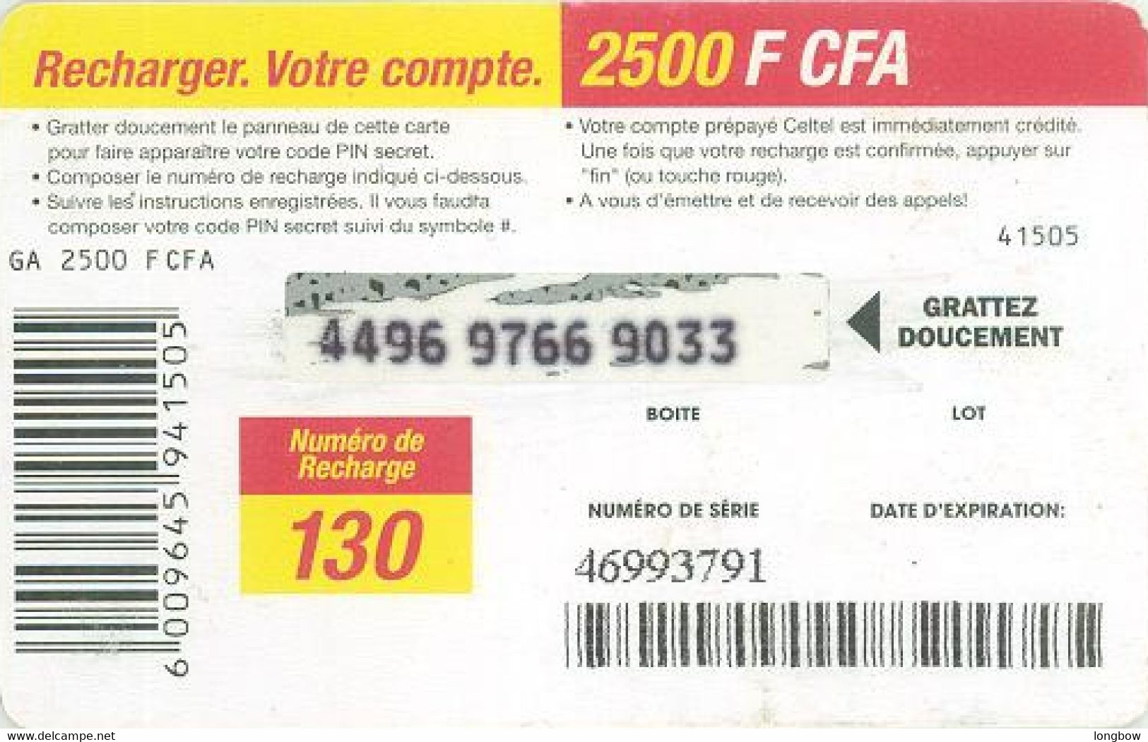 Gabon Celtel 2500 F CFA Woman - Gabon