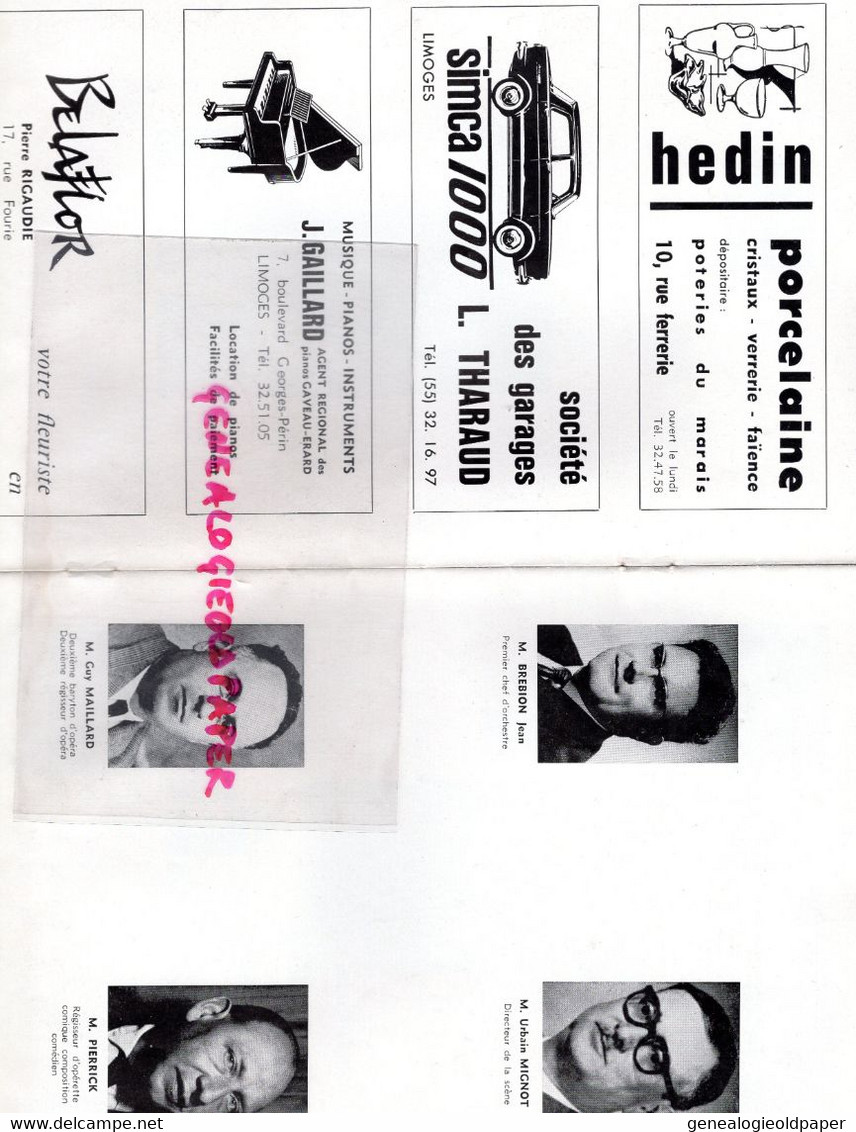 87- LIMOGES- PROGRAMME GRAND THEATRE-PIERRE PORTELLI-REVE DE VALSE STRAUSS-YERRI MERTZ-ANNE THIEBAUX-PANTINI-PRINCE-1963 - Programs
