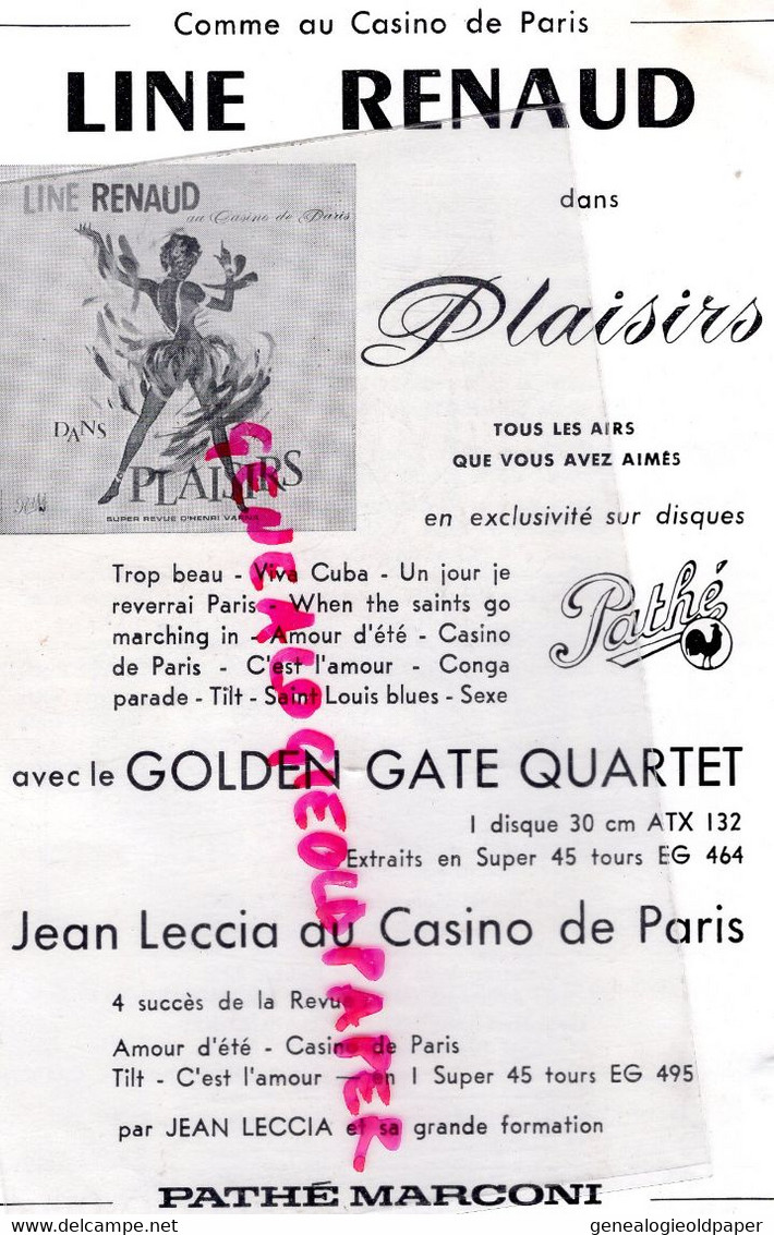 75- PARIS- CASINO 1960- PROGRAMME LINE RENAUD-ILLUSTRATEUR BRENOT-HENRI VARNA-GOLDEN GATE QUARTET-JEAN LECCIA-REGO-CONDE - Programs