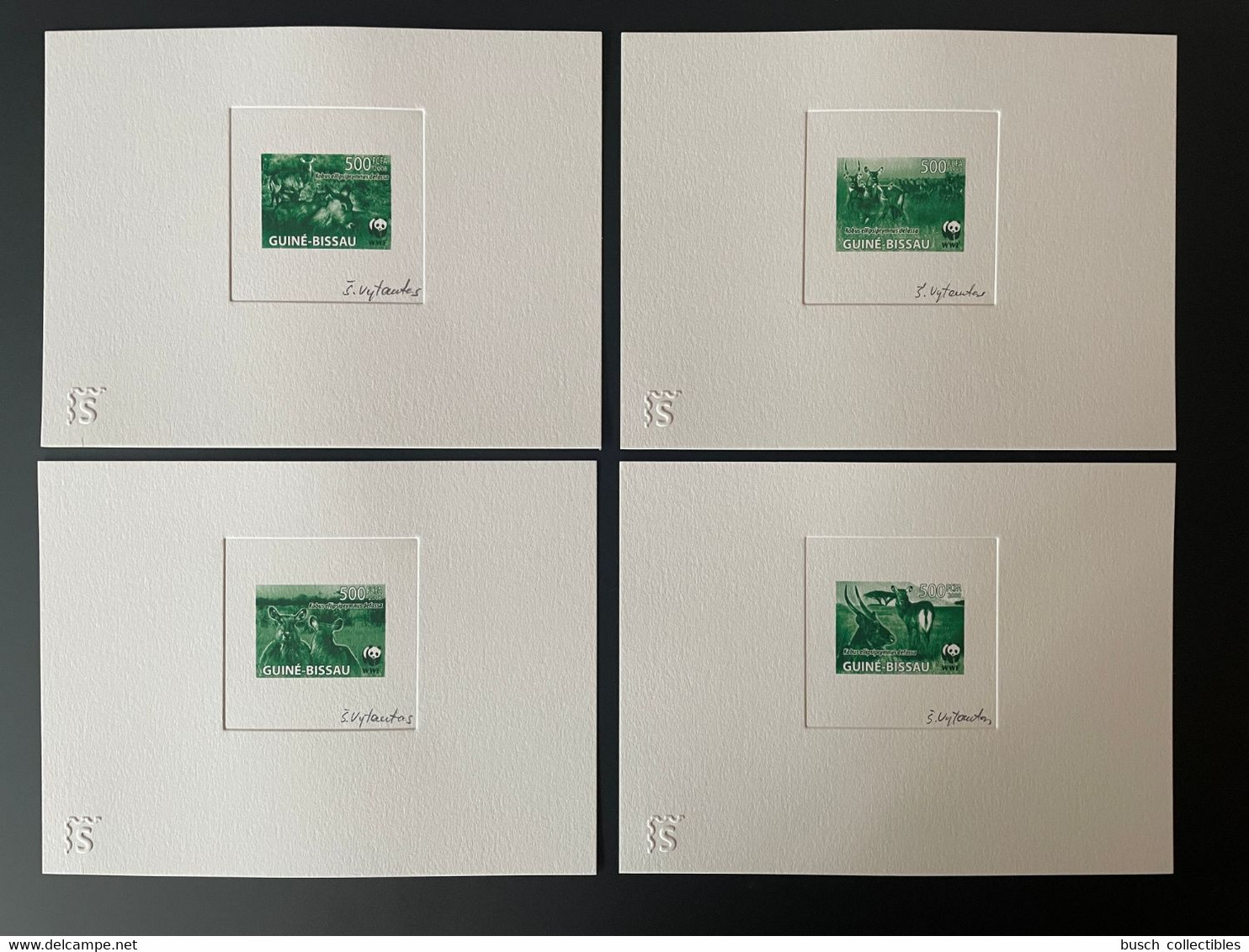 Guiné-Bissau 2008 Epreuve D'Artiste Artist Proof Mi. 3919 - 3922 WWF Panda Fauna Kobus Green Vert - Covers & Documents