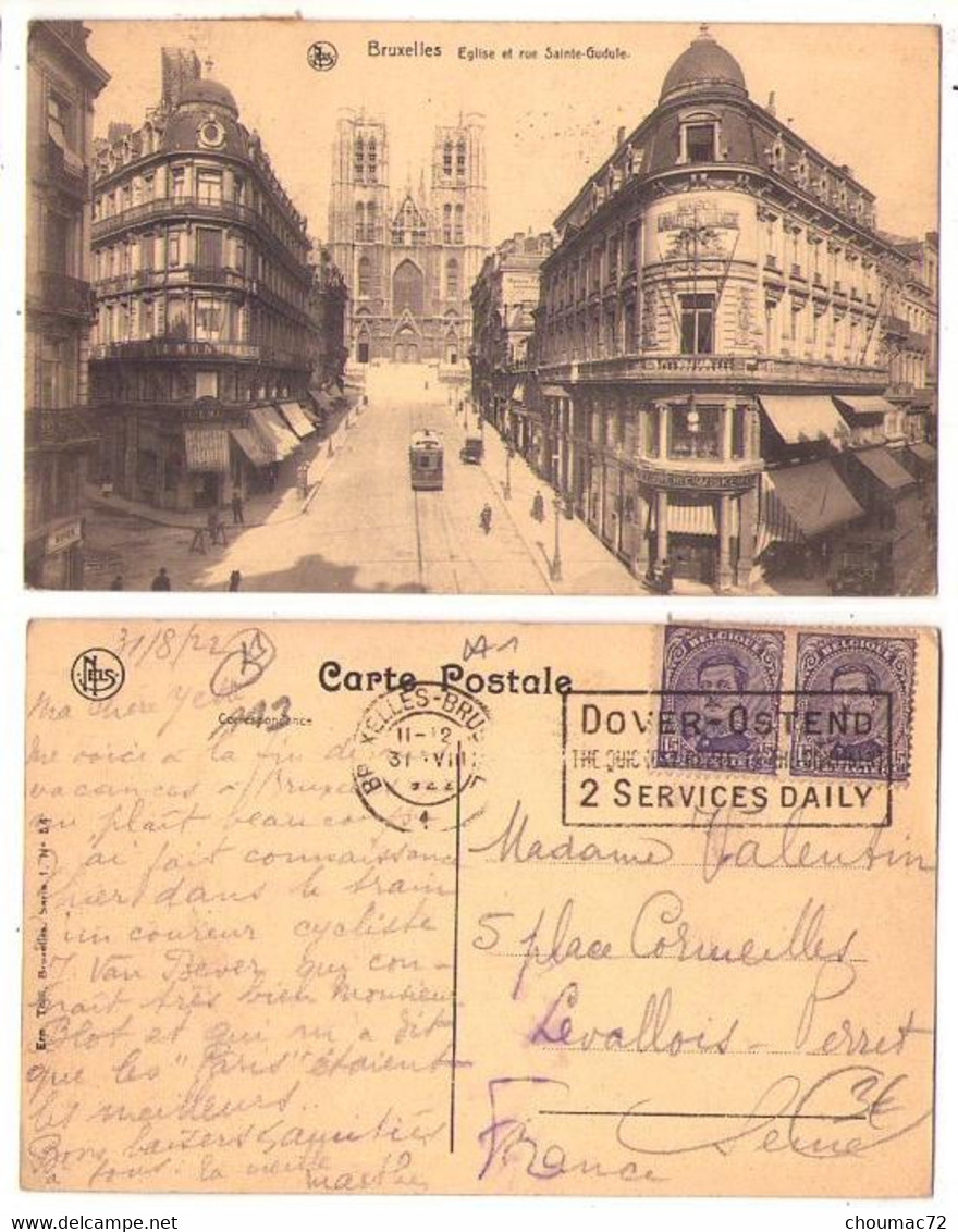 (Belgique) Bruxelles 113, Bruxelles, Nels, Eglise Et Sainte-Gudule, Tramway, Flamme - Transport Urbain En Surface