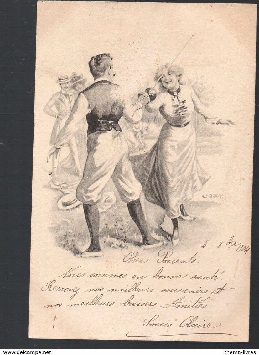 CPA  D'illustrateur , Signée.Braun   : Danse / Escrime  1904  (PPP33468) - Braun, W.