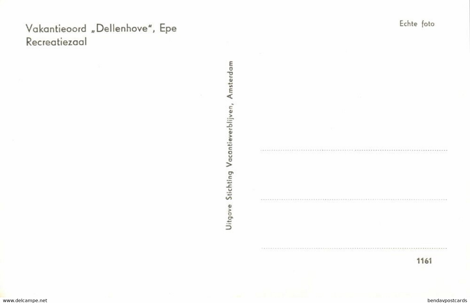 Nederland, EPE, Vakantieoord "Dellenhove", Recreatiezaal (1950s) Ansichtkaart - Epe