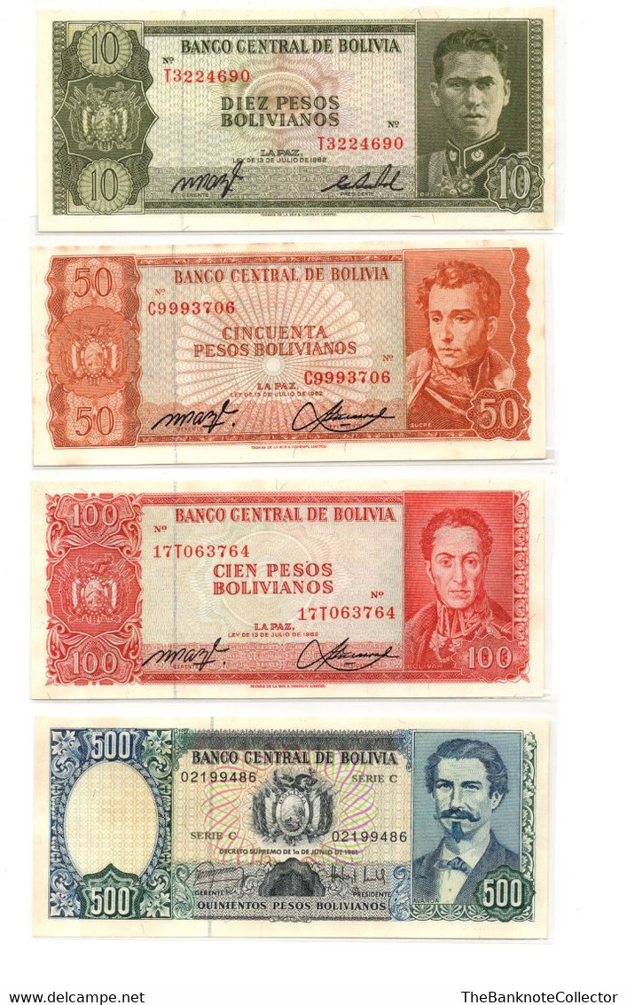 Bolivia 10 50 100 500 1000 5000 10000 50000 And 100000 Bolivanos 9 Pieces Banknote Set UNC - Bolivia