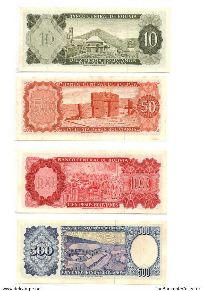 Bolivia 10 50 100 500 1000 5000 10000 50000 And 100000 Bolivanos 9 Pieces Banknote Set UNC - Bolivie