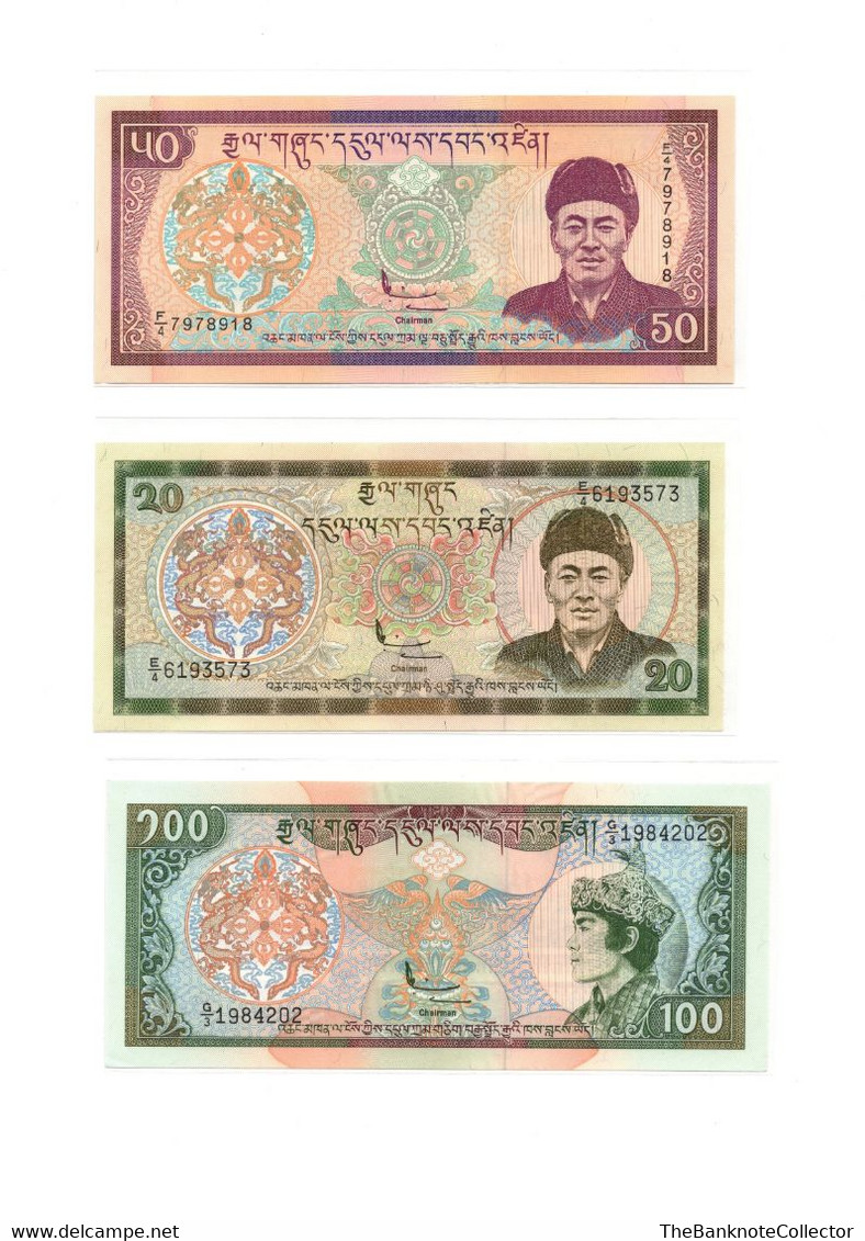 Bhutan 1 2 5 10 20 50 And 100 Ngultrum 7 Pieces Banknote Set UNC - Bhután