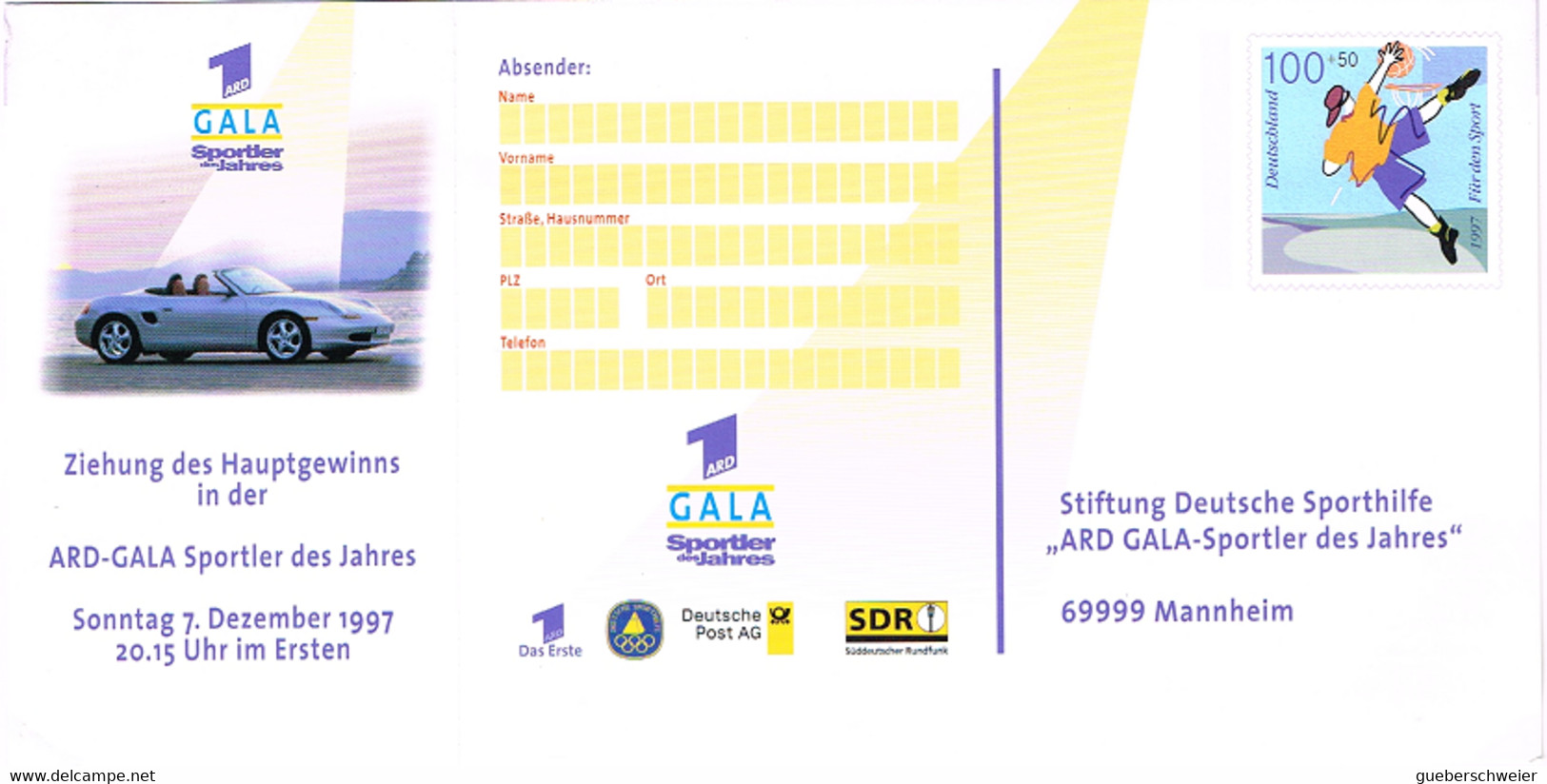 L-ALL-418 - ALLEMAGNE Entier Postal 100 Pf Au Profit Du Sport ARD GALA - Privatpostkarten - Ungebraucht