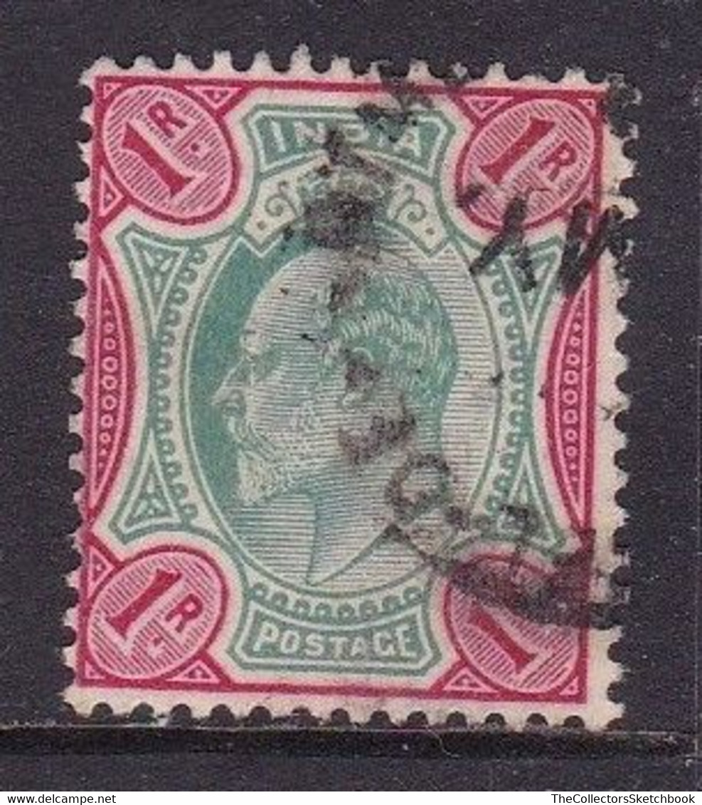 India Edward V11 1R Green And Red Good Used - Otros & Sin Clasificación