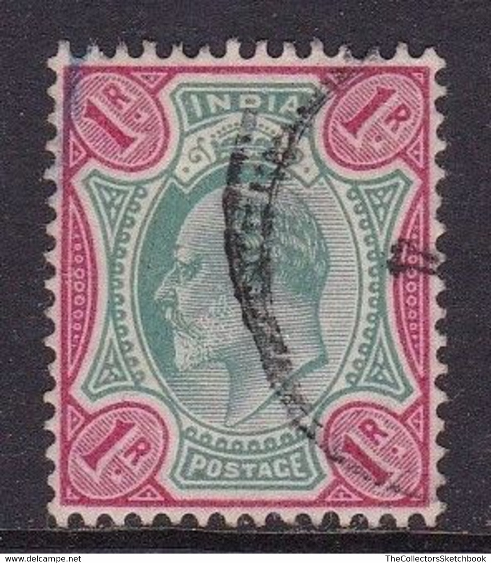 India Edward V11 1R Green And Red Good Used - Otros & Sin Clasificación