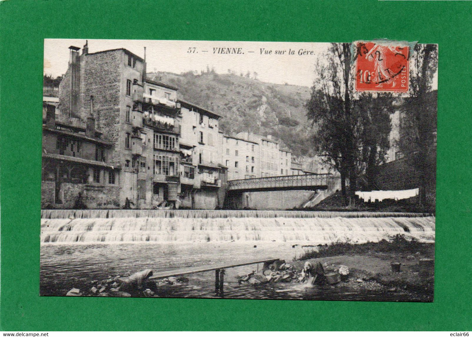 38 VIENNE--VUE SUR LA GERE-LAVANDIERES-ANIMEE CPA Année1912  N° Carte 57 - Vienne