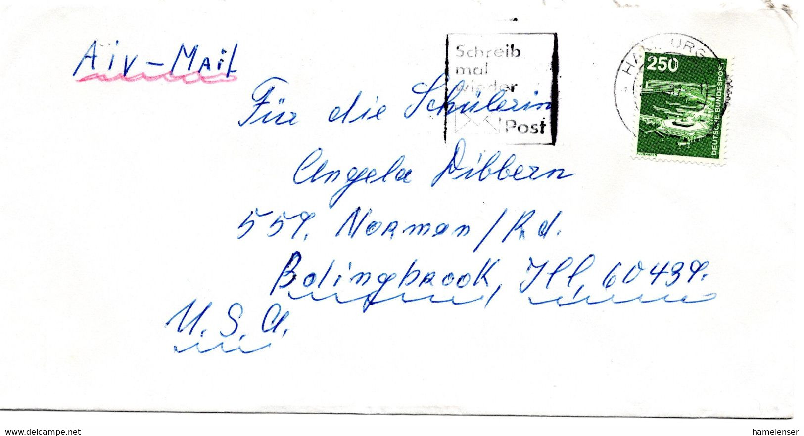 53352 -  Bund - 1982 - 250Pfg. I&T EF A. Lp.-Bf. HAMBURG -> Bolingbrook, IL (USA) - Covers & Documents