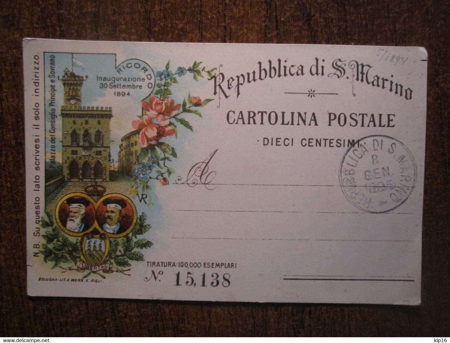 1895 SAN MARINO ILLUSTRATED STATIONERY - Cartas & Documentos