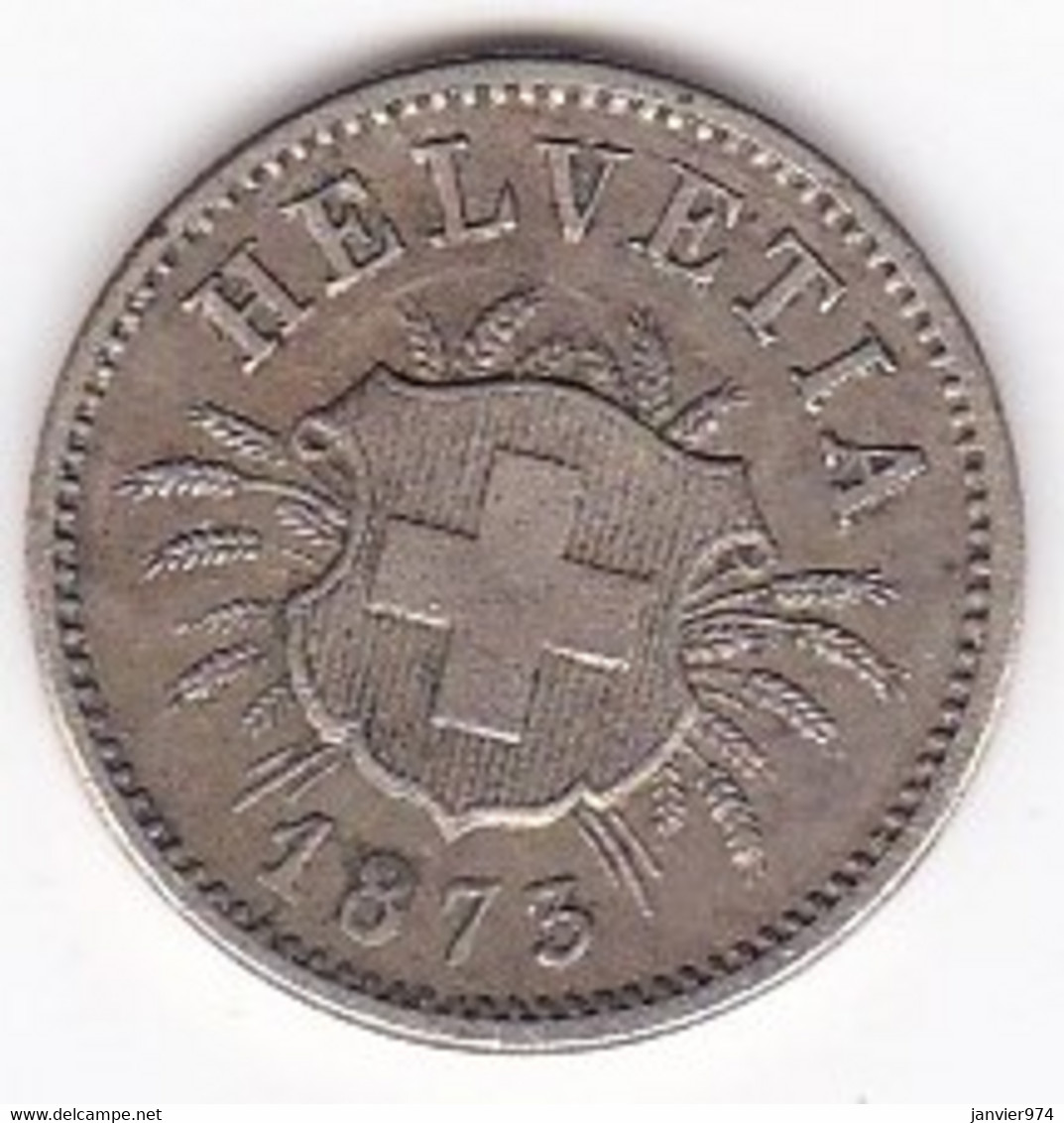 Suisse. 5 Rappen 1873 B, En Billon , KM# 5 - 5 Rappen