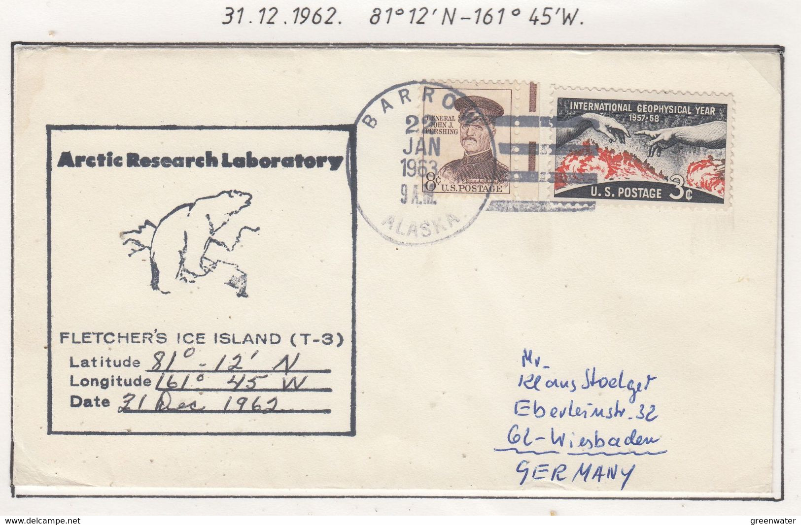 USA Driftstation ICE-ISLAND T-3 Cover Ca Fletcher's Ice Island T-3 31 DEC 62 Periode 4 (DR111) - Scientific Stations & Arctic Drifting Stations