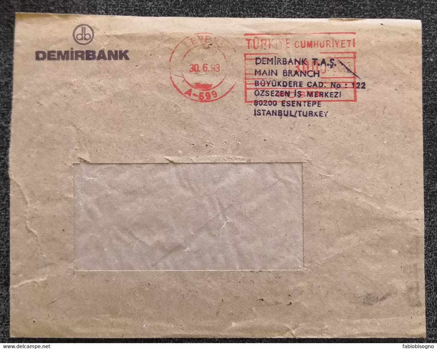 Turchia 30.6.1993 EMA Meter Freistempel - Briefe U. Dokumente