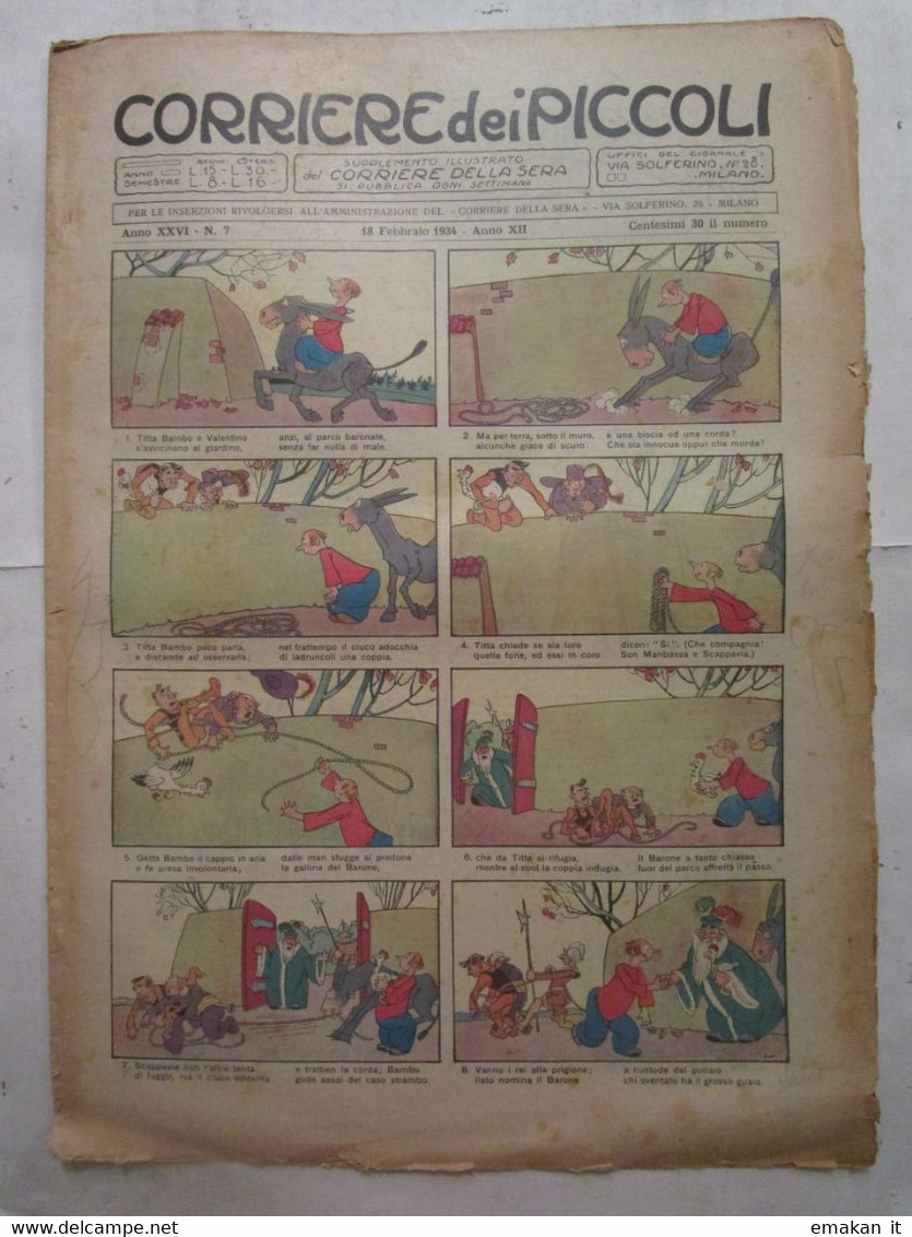 # CORRIERE DEI PICCOLI N 7 - 1934 - ROMA IMPERIALE / MASCHERE D'ITALIA  IL CAPITANO - Corriere Dei Piccoli