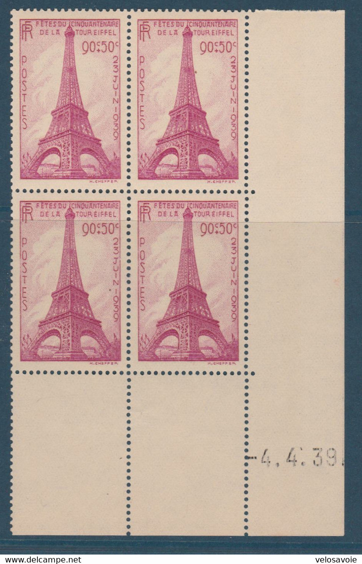 N° 429 TOUR EIFFEL EN COIN DATE DU 04/04/39 ** - 1930-1939