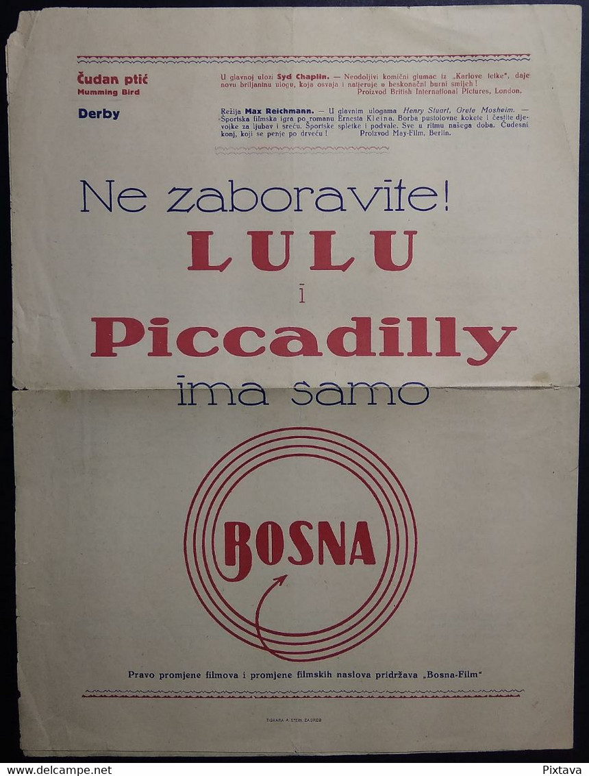 SHS Yugoslavia - D.D. BOSNA FILM ZAGREB Advertising Movie Repertoar For Season 1929/30 VERY RARE - Pubblicitari