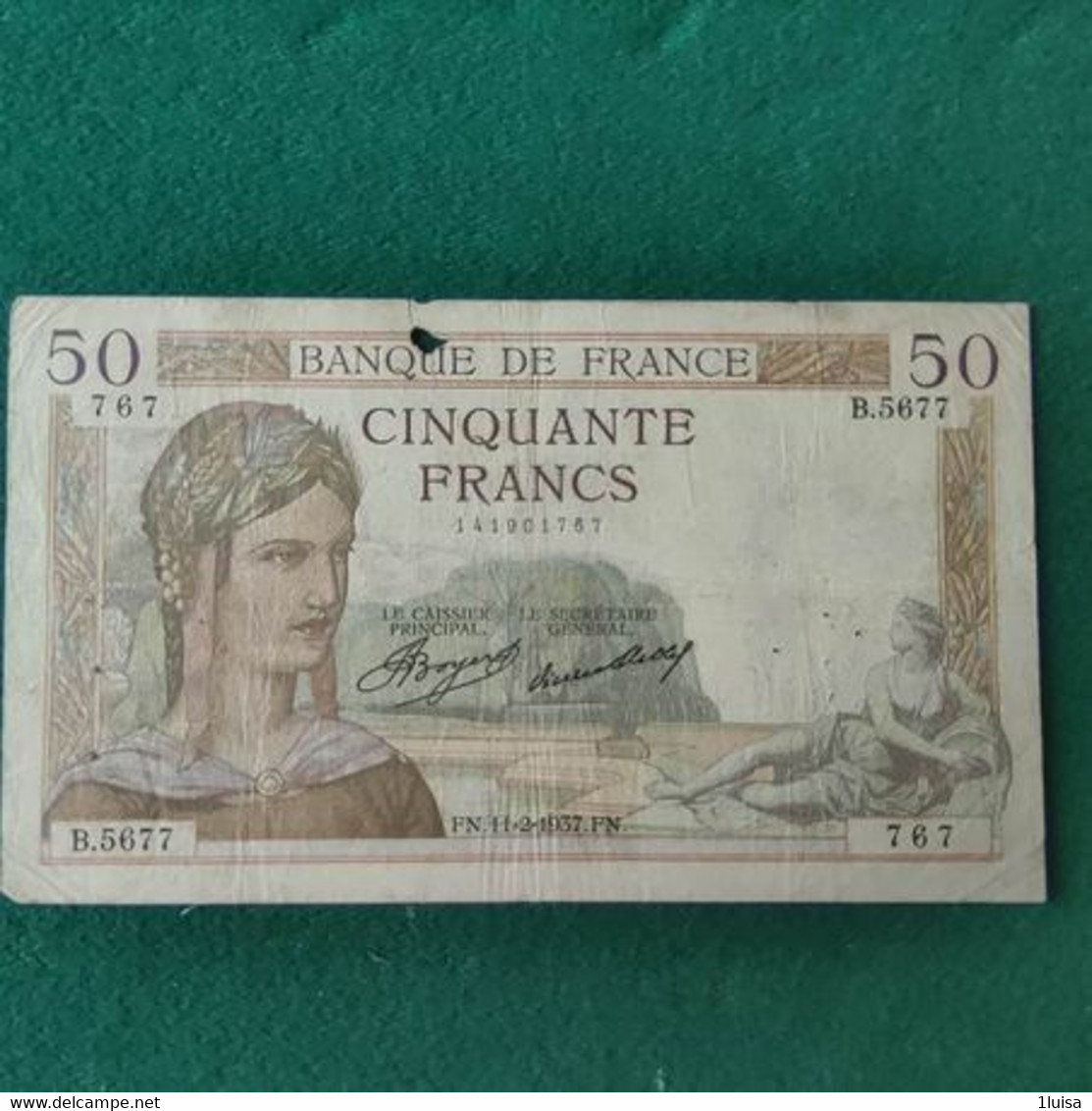 FRANCIA  50 FRANCS 1937 - 50 F 1934-1940 ''Cérès''