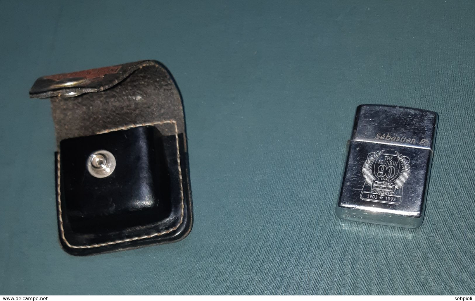 Zippo "Harley Davidson" 90 Ans Avec étui Ceinture Cuir, Gravé Sébastien P. - Zippo