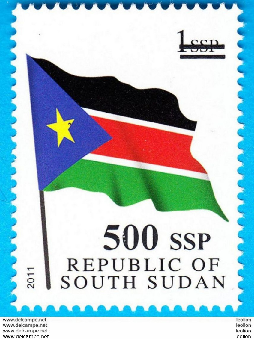 SOUTH SUDAN Surcharge Overprint Printing Trial 500 SSP OP In Black On 1 SSP Flag Stamp Südsudan Soudan Du Sud - South Sudan