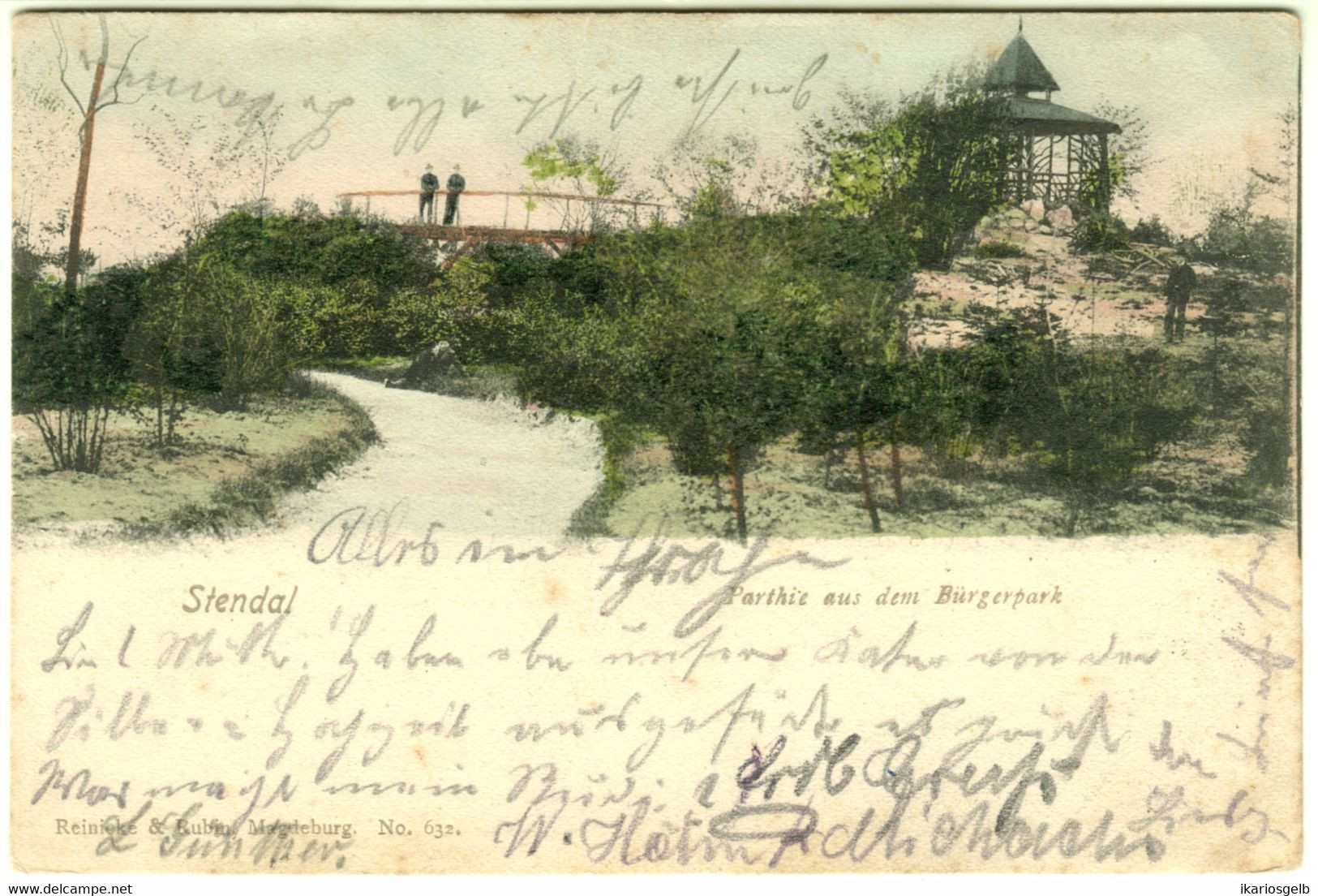 STENDAL 1905 " Parthie Aus Dem Bürgerpark - Handcoloriert " Frankierter Bedarf Germania Nach Berlin - Stendal