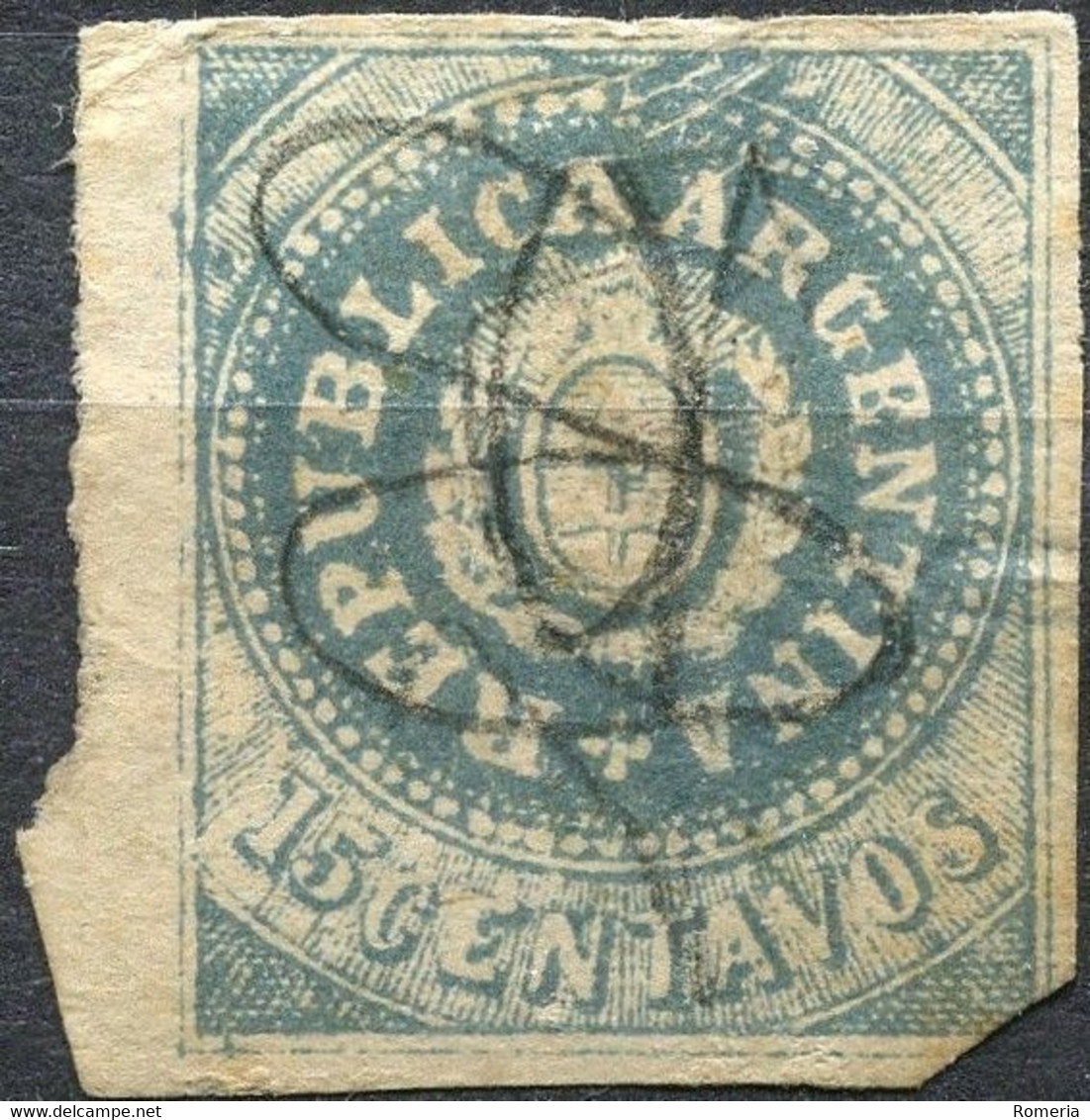 Argentine - 1862/1864 - Yt 7d - Sans Accent Sur Le U De Republica - Oblitéré - Coin Bas Droite Coupé FAUX AUTORISÉ ?? - Used Stamps