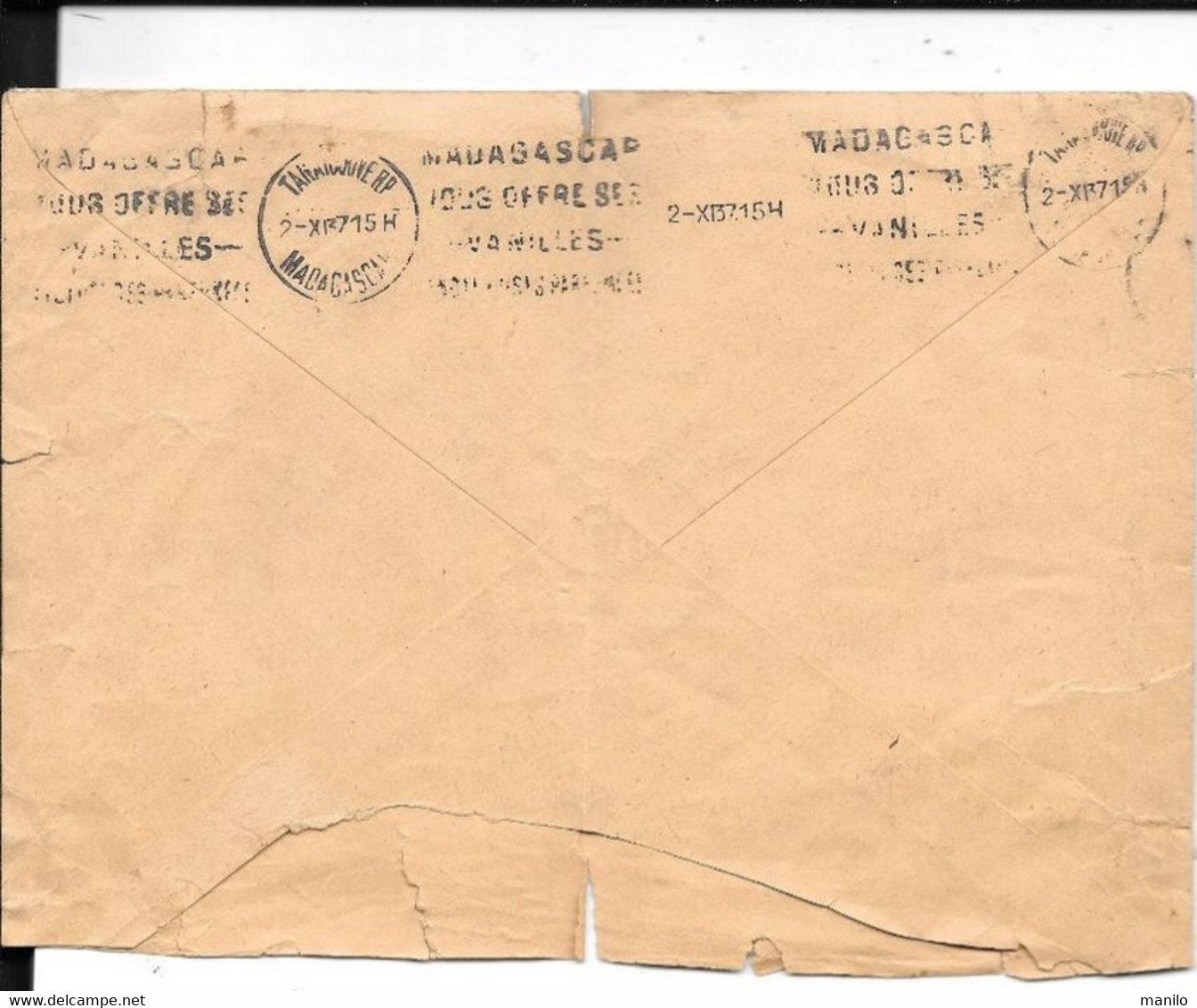 Lettre Par AVION 1e LIGNE AERIENNE 1937 De COMPAGNIE MARSEILLAISE L.BESSON MORONDAVA Pour MAJUNGA Erreur CAD 30/001/37 - Luftpost