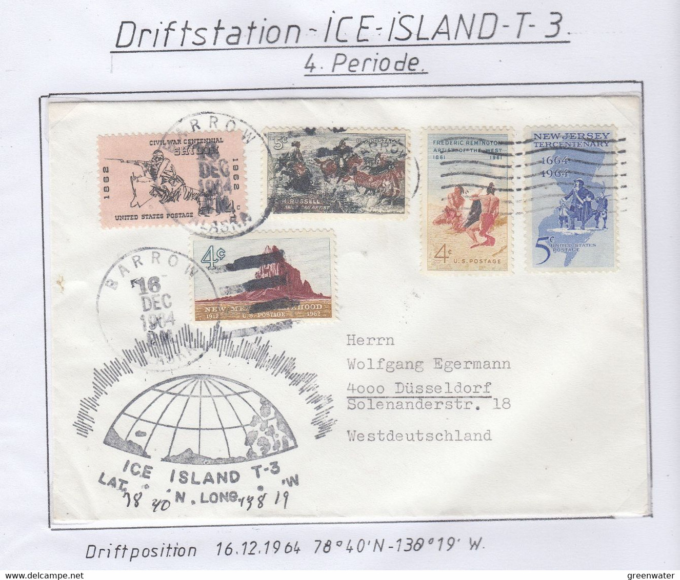 USA Driftstation ICE-ISLAND T-3 Cover Ice Island T-3 16.12.1964  (DR114) - Stations Scientifiques & Stations Dérivantes Arctiques