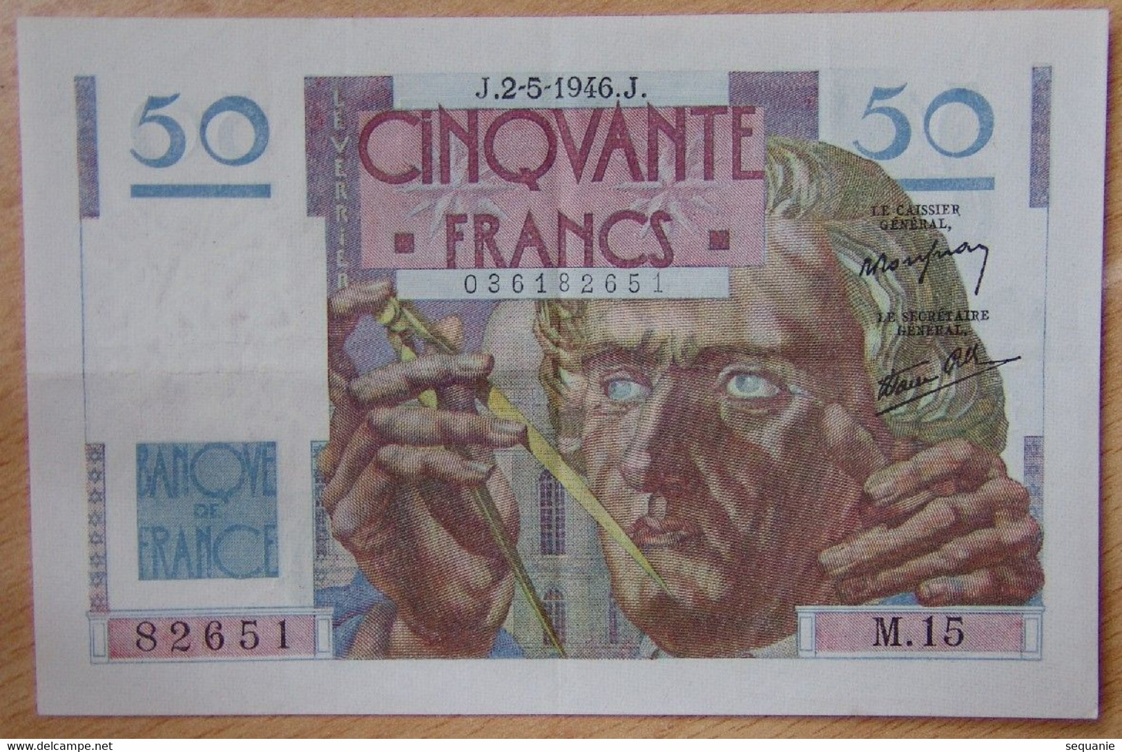 Billet France - 50 Francs LE VERRIER 2-5-1946 Série M.15 - 50 F 1946-1951 ''Le Verrier''