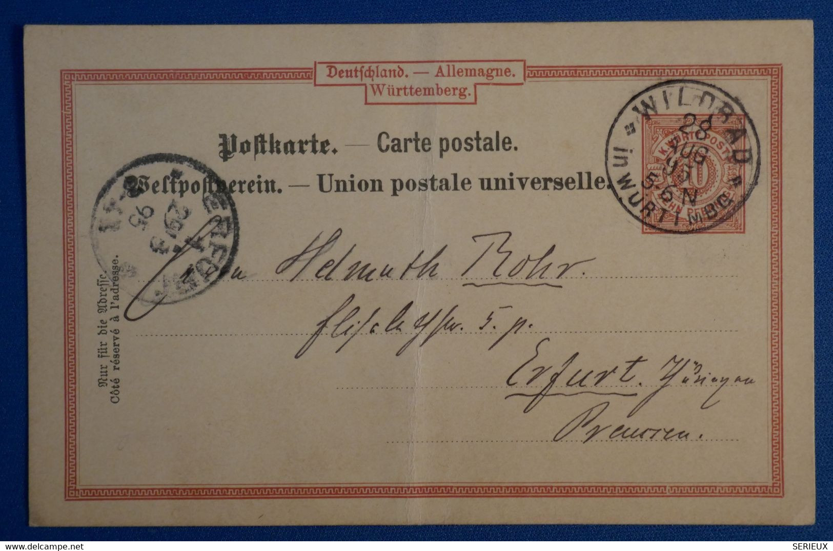 K4 WUTTENBERG BELLE CARTE 1895 WILDBAD  POUR ALLEMAGNE+ AFRANCHISSEMENT PLAISANT - Entiers Postaux