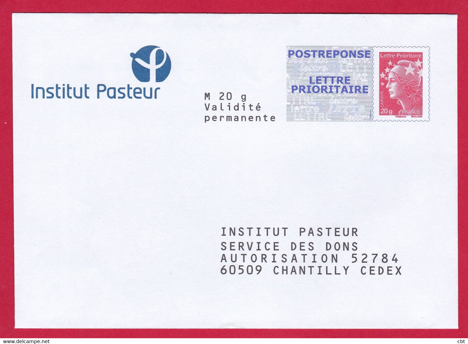 5114 PAP – Post Réponse Marianne De Beaujard – Institut Pasteur – 12P018 (5114) - PAP: Antwort/Beaujard
