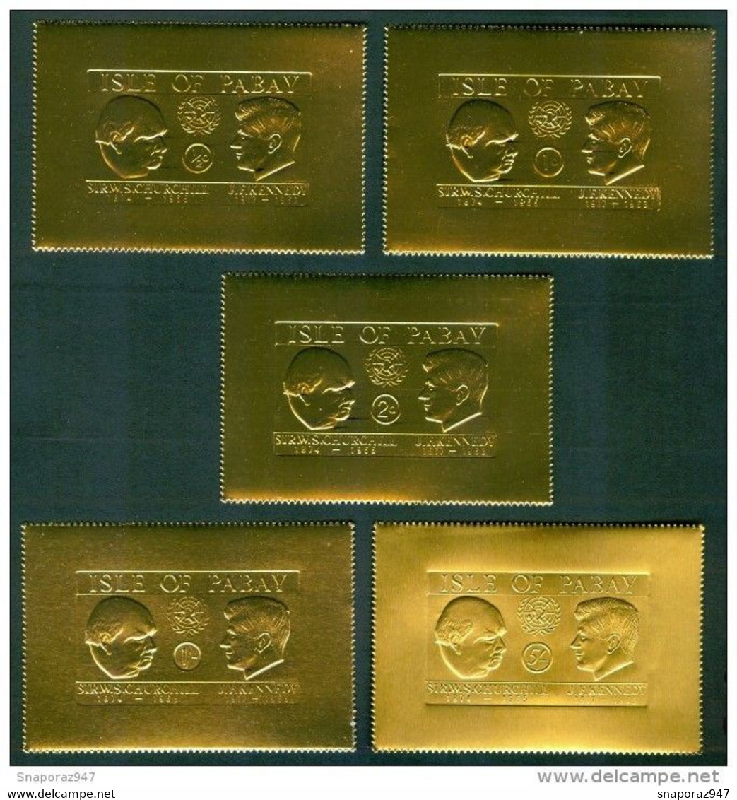 1967 Gran Bretagna Pabay Locals Churchill & Kennedy Set Gold Printed MNH** Zz48 - Local Issues