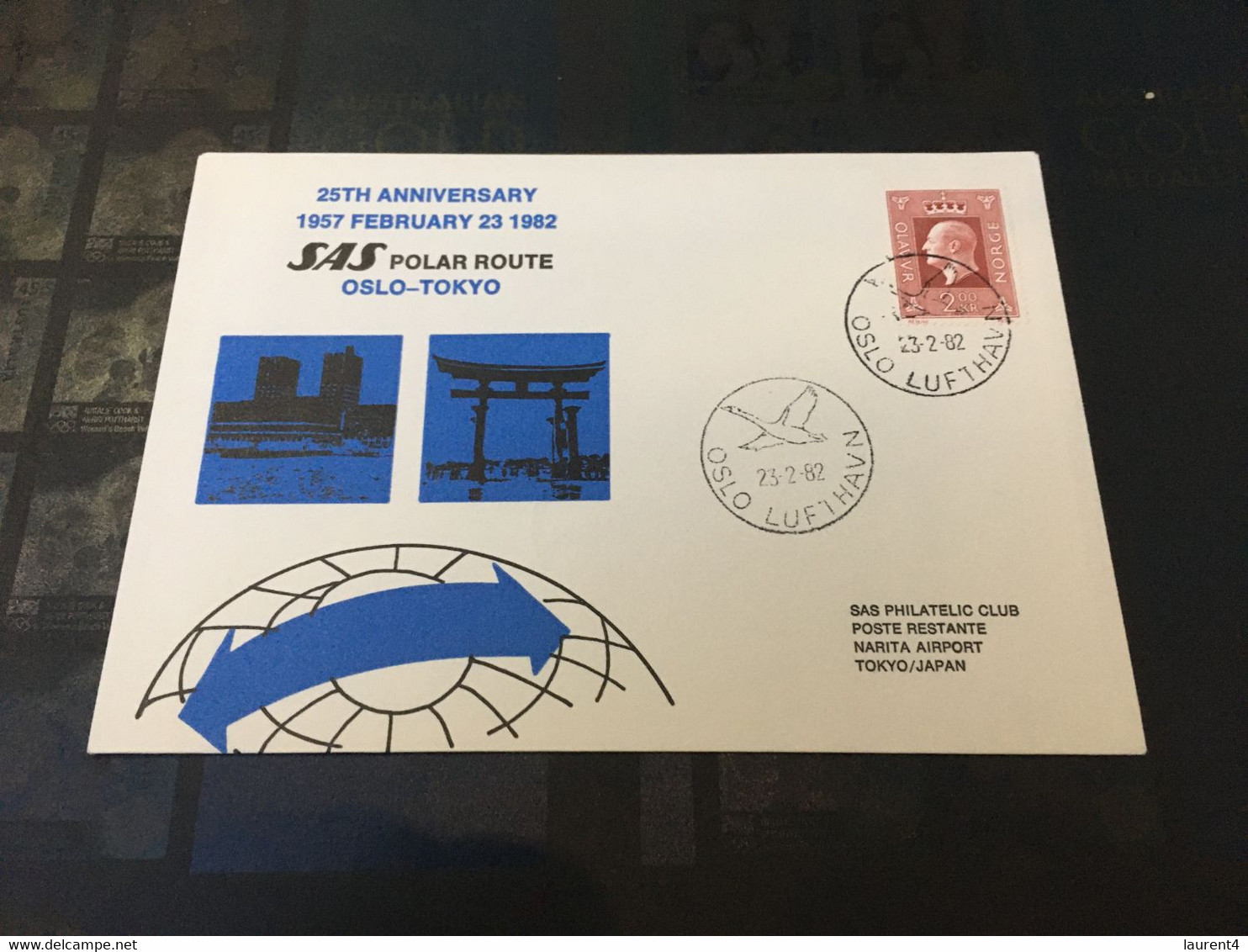 (3 C 3) Norway - SAS Airline FDC - Polar Route - Olslo To Toyko 25th Anniversary - 1982 - Briefe U. Dokumente