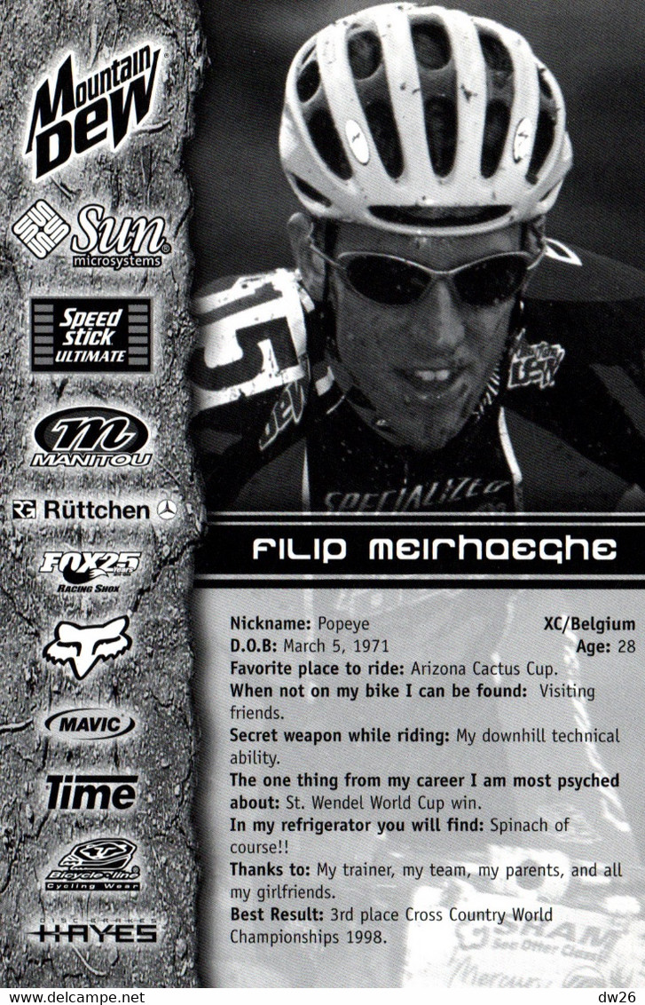 Fiche Cyclisme - Philippe Meirhaeghe (Popeye) Champion Belge De VTT - Equipe Specialized - Sports