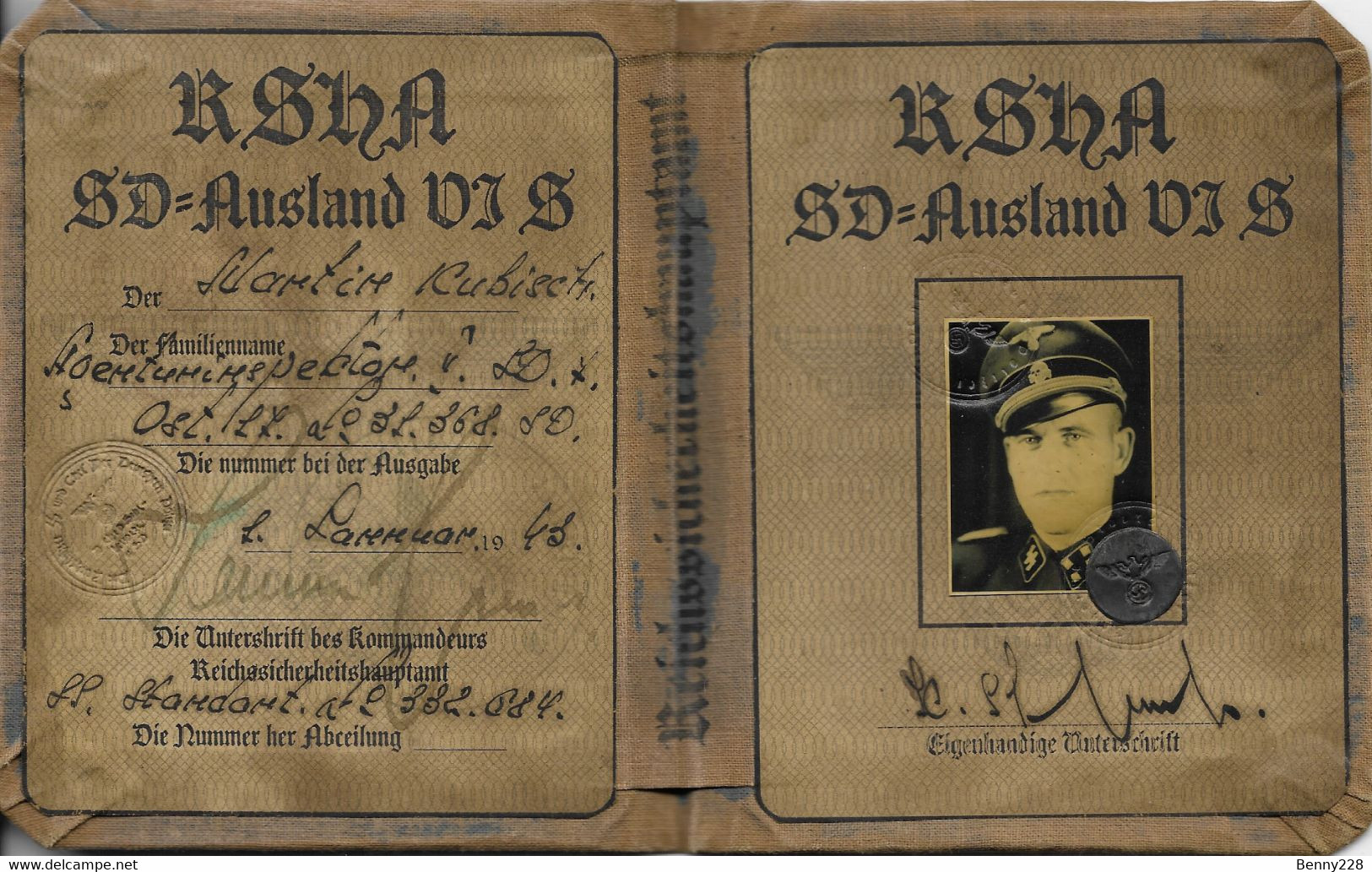 DOCUMENT III Reich. Nazi WW2 Germany.not Original - SD - AUSLAND. - Documentos