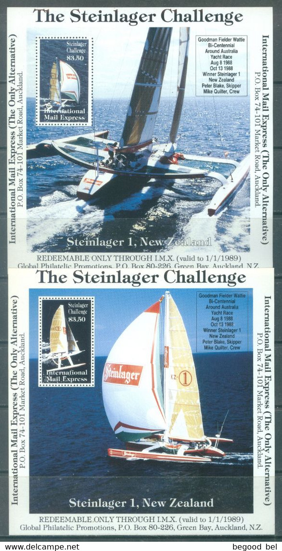 NZ - 1988 - MNH/*** LUXE - STEINLAGER CHALLENGE - 2 MINISHEETS CINDERELLA - Lot 24139 - Andere & Zonder Classificatie