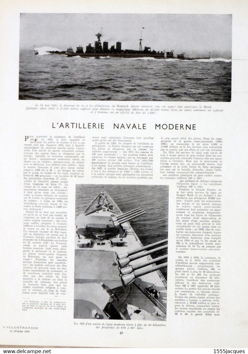 L'ILLUSTRATION N° 5214 13-02-1943 BOMBARDEMENTS R.A.F. ARTILLERIE NAVALE DOUANE SUISSE ANNEMASSE RIVIERA LAGODA