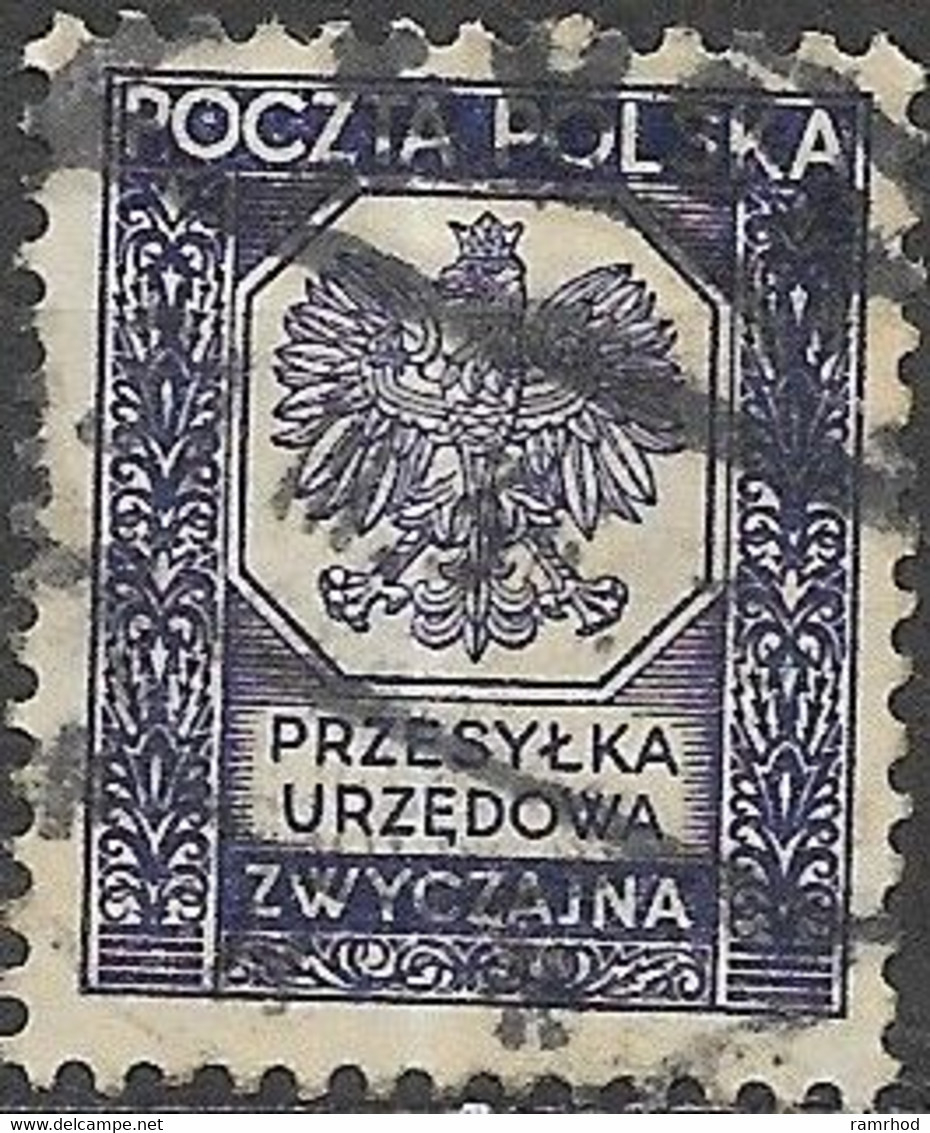 POLAND 1933 Official - (No Value) - Blue FU - Service