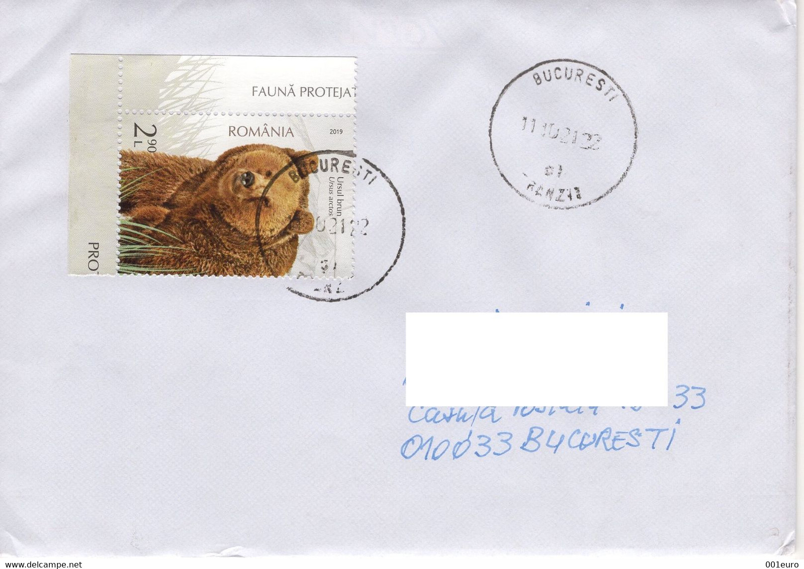 ROMANIA: BROWN BEAR, Used Stamp On Cover Circulated In Romania - Registered Shipping! - Oblitérés