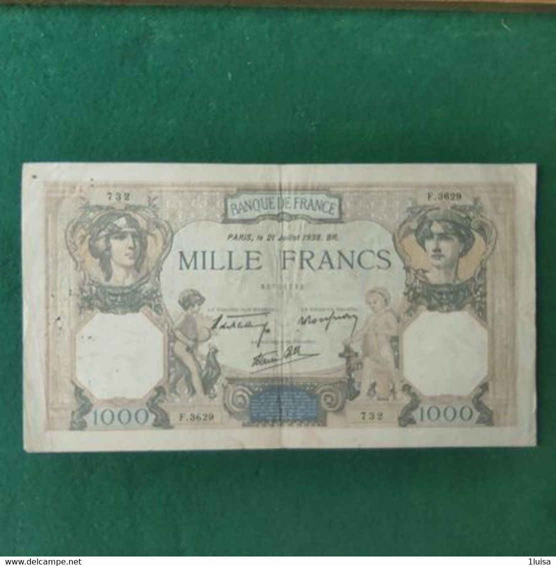 FRANCIA 1000 FRANCS 1938 - 1 000 F 1927-1940 ''Cérès Et Mercure''